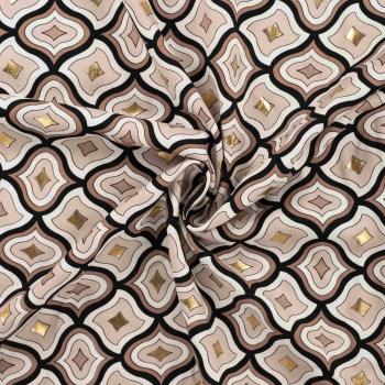 Leicht fließende Viskose mit Glanz – grafisches Design in Sand, Beige und Schwarz